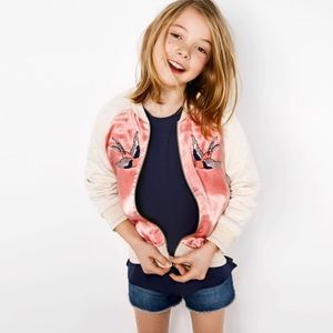 Zara girls bomber jacket embroidered birds